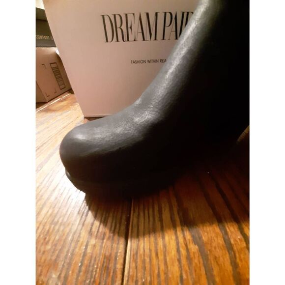 Size 9 Dream Pairs Black PU Fre Chunky High Heel Chelsea Ankle Boots Booties - Picture 7 of 12